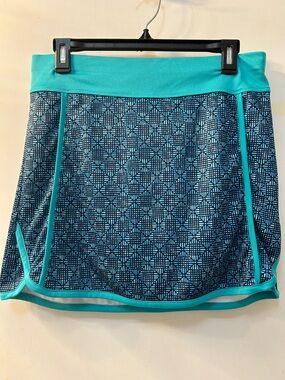 PGA Tour Teal and Navy Geometric Golf Skorts, Sz M